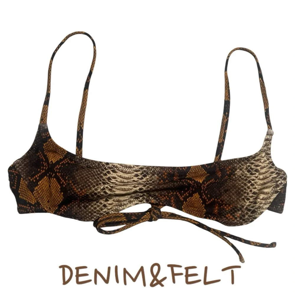 SKIMS SIGNATURE SWIM MICRO SCOOP BIKINI TOP | Color: DESERT SNAKE PRINT |NEW/NWT